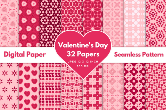 Download Valentine's Day Digital Paper Patterns - Pattern Collection