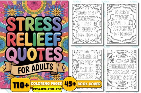 Download Stress Relief Quotes Coloring Book - Stress Collection