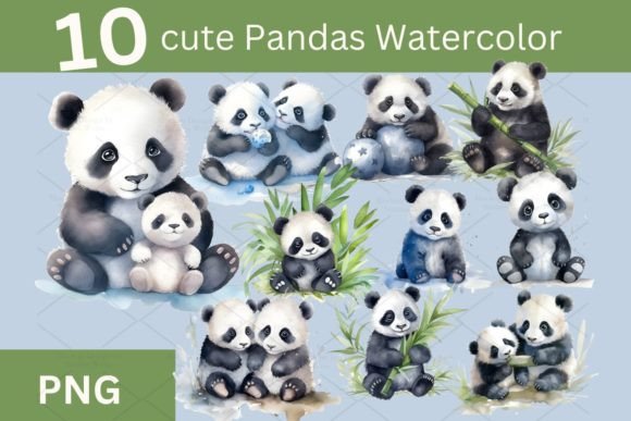 Download Digital Set of 10 Cute Panda PNG 687 - Premium Resources