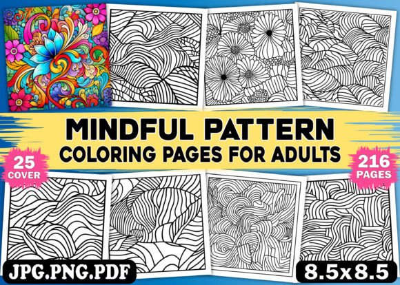 Download 216 Mindful Pattern Coloring Pages - KDP - Pattern Collection