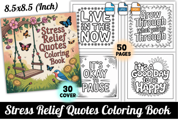 Download Stress Relief Quotes Coloring Book - Stress Collection